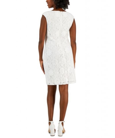 Women's Morgan Sleeveless Floral-Lace Shift Dress White $30.67 Dresses