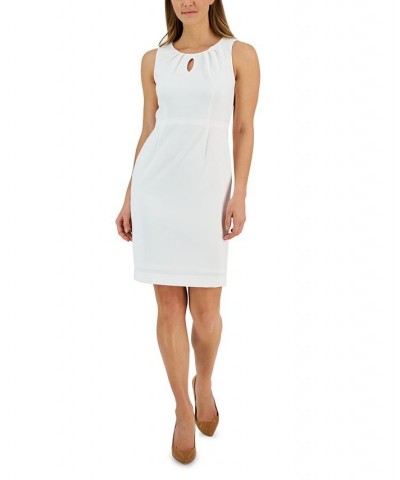 Petite Pleated Keyhole Sheath Dress Lily White $43.56 Dresses