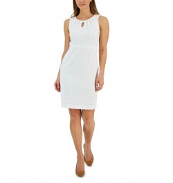 Petite Pleated Keyhole Sheath Dress Lily White $43.56 Dresses