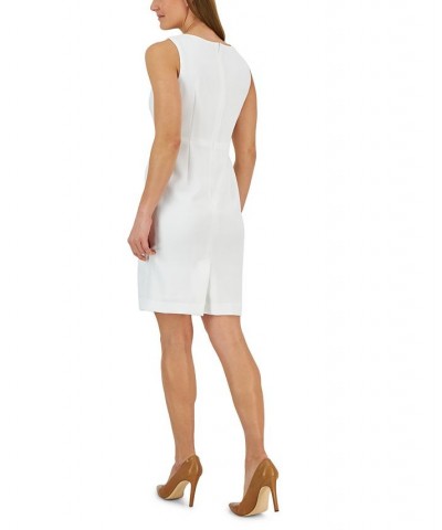 Petite Pleated Keyhole Sheath Dress Lily White $43.56 Dresses