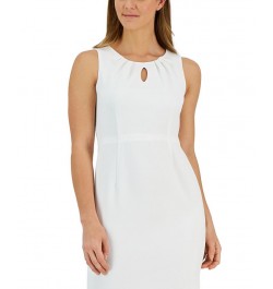 Petite Pleated Keyhole Sheath Dress Lily White $43.56 Dresses