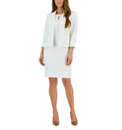 Petite Pleated Keyhole Sheath Dress Lily White $43.56 Dresses