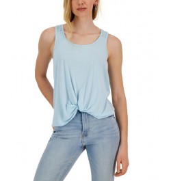 Juniors' Scoop-Neck Twist-Front Sleeveless Top Blue $11.60 Tops