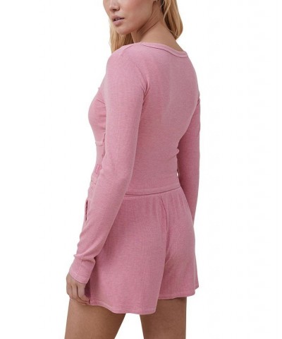 Women's Sleep Recovery Cropped Long Sleeve Top Pink $21.60 Sleepwear