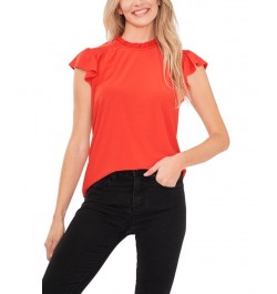 Women's Flutter-Sleeve Knit Top Poppy Red $20.88 Tops