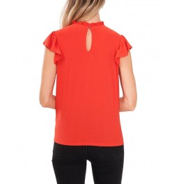 Women's Flutter-Sleeve Knit Top Poppy Red $20.88 Tops