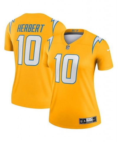 Women's Justin Herbert Gold Los Angeles Chargers Inverted Legend Jersey Gold $50.60 Jersey