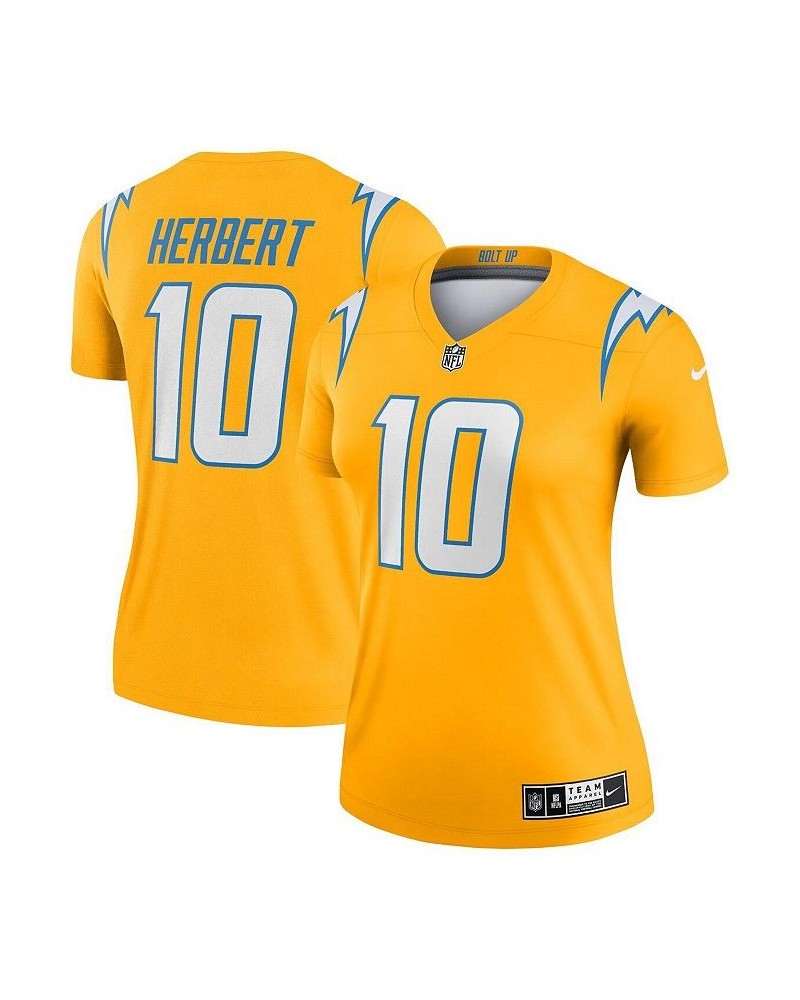 Women's Justin Herbert Gold Los Angeles Chargers Inverted Legend Jersey Gold $50.60 Jersey