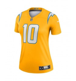 Women's Justin Herbert Gold Los Angeles Chargers Inverted Legend Jersey Gold $50.60 Jersey