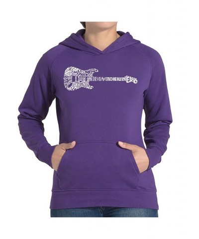 Women's Word Art Hooded Sweatshirt -Rock Guitar Black $31.79 Sweatshirts