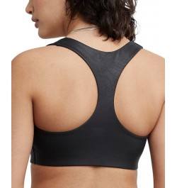 Women's Soft Touch Faux-Leather Low-Impact Sports Bra Black $13.49 Bras