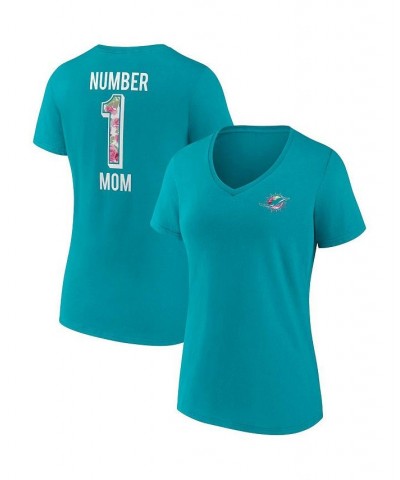 Women's Branded Aqua Miami Dolphins Team Mother's Day V-Neck T-shirt Aqua $24.77 Tops