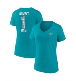 Women's Branded Aqua Miami Dolphins Team Mother's Day V-Neck T-shirt Aqua $24.77 Tops