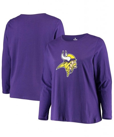 Women's Plus Size Purple Minnesota Vikings Primary Logo Long Sleeve T-shirt Purple $20.70 Tops