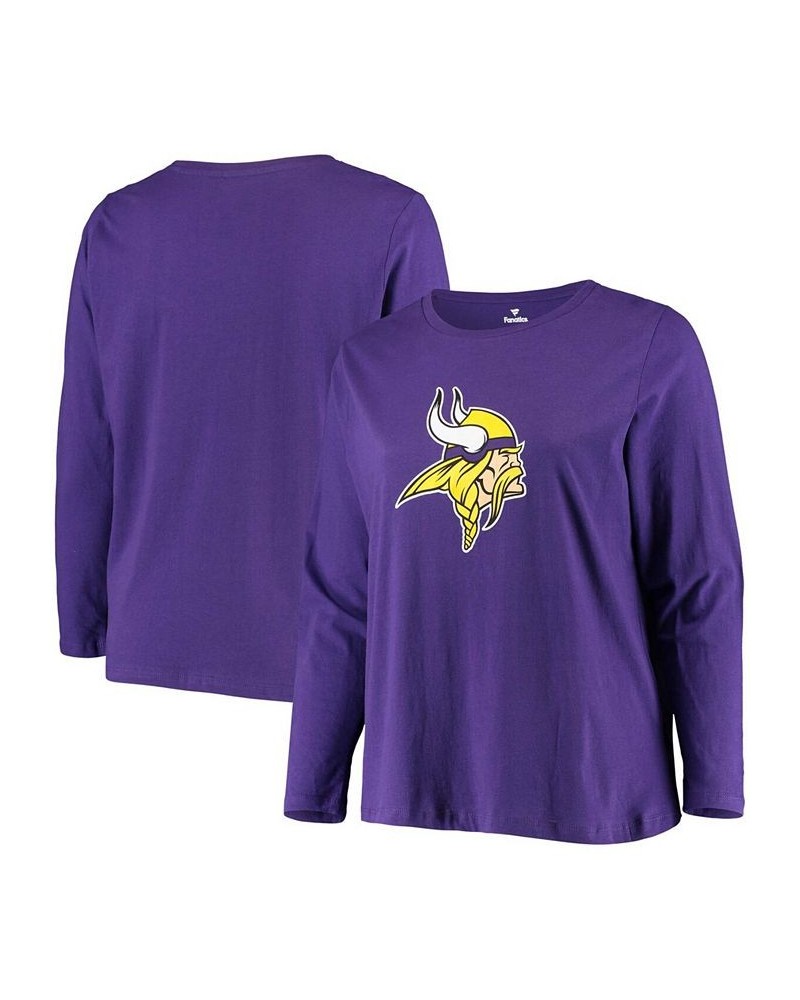 Women's Plus Size Purple Minnesota Vikings Primary Logo Long Sleeve T-shirt Purple $20.70 Tops