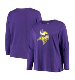 Women's Plus Size Purple Minnesota Vikings Primary Logo Long Sleeve T-shirt Purple $20.70 Tops