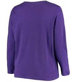 Women's Plus Size Purple Minnesota Vikings Primary Logo Long Sleeve T-shirt Purple $20.70 Tops