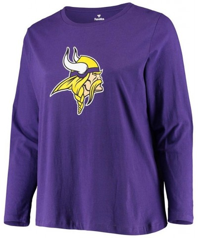 Women's Plus Size Purple Minnesota Vikings Primary Logo Long Sleeve T-shirt Purple $20.70 Tops