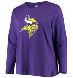 Women's Plus Size Purple Minnesota Vikings Primary Logo Long Sleeve T-shirt Purple $20.70 Tops