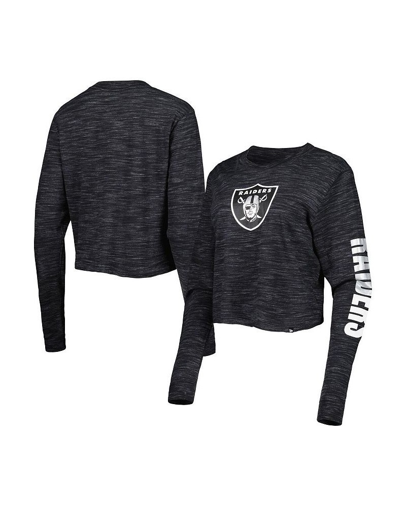 Women's Black Las Vegas Raiders Crop Long Sleeve T-shirt Black $23.04 Tops