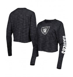 Women's Black Las Vegas Raiders Crop Long Sleeve T-shirt Black $23.04 Tops