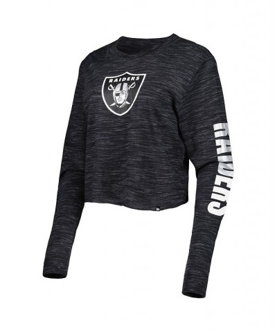 Women's Black Las Vegas Raiders Crop Long Sleeve T-shirt Black $23.04 Tops