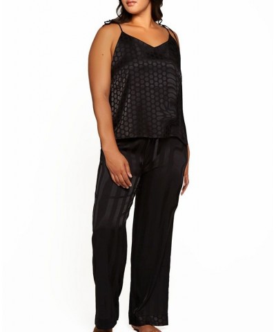 Plus Size Delphine Circle Cami and Striped Pant Set of 2 Black $44.50 Lingerie