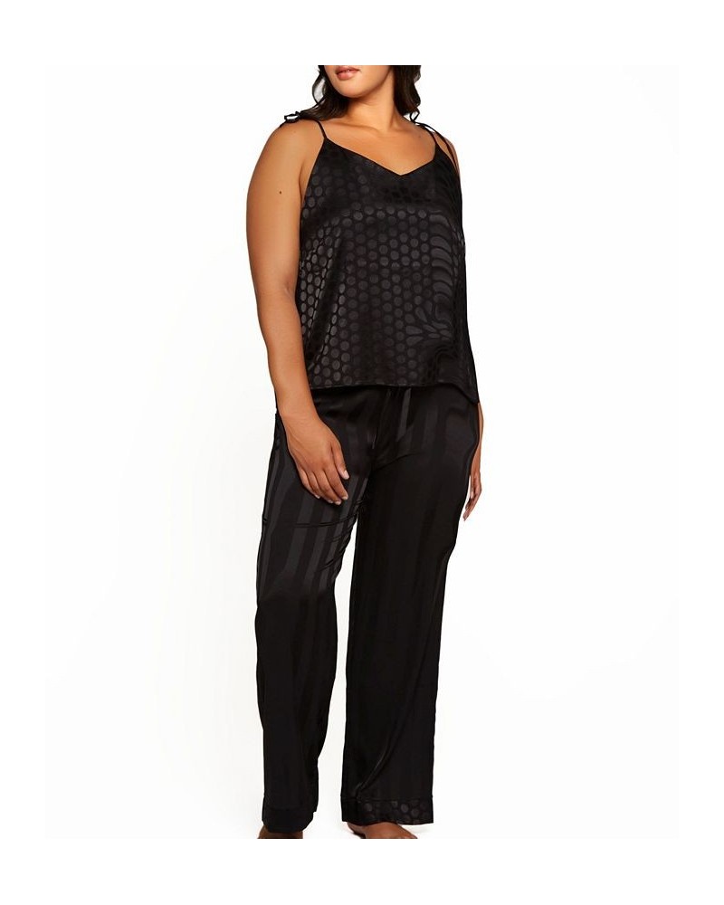 Plus Size Delphine Circle Cami and Striped Pant Set of 2 Black $44.50 Lingerie