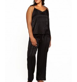 Plus Size Delphine Circle Cami and Striped Pant Set of 2 Black $44.50 Lingerie