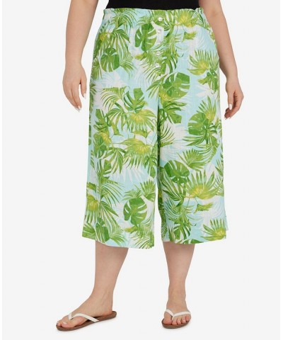 Plus Size Printed Capri Pant Palm Multi $22.25 Pants