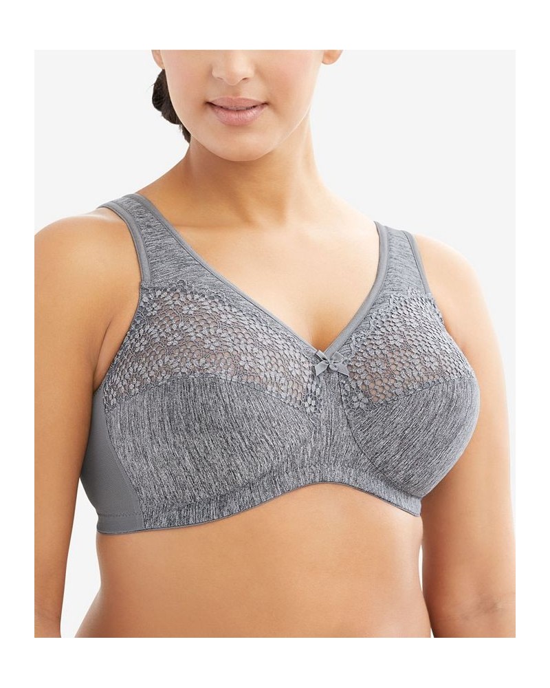 Women's Full Figure Plus Size Magic Lift Moisture Control Wirefree Bra Gray $26.23 Bras