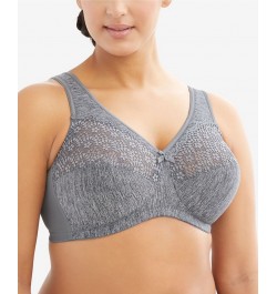 Women's Full Figure Plus Size Magic Lift Moisture Control Wirefree Bra Gray $26.23 Bras