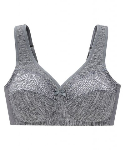 Women's Full Figure Plus Size Magic Lift Moisture Control Wirefree Bra Gray $26.23 Bras