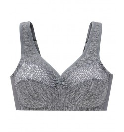 Women's Full Figure Plus Size Magic Lift Moisture Control Wirefree Bra Gray $26.23 Bras