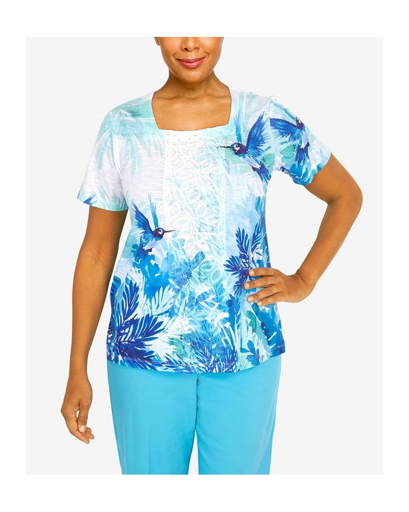 Women's Cool Vibrations Hummingbird Square Neck Top Multi $27.09 Tops