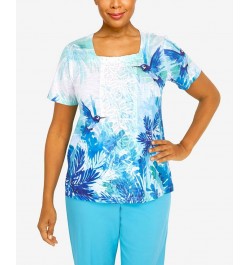 Women's Cool Vibrations Hummingbird Square Neck Top Multi $27.09 Tops