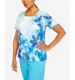 Women's Cool Vibrations Hummingbird Square Neck Top Multi $27.09 Tops