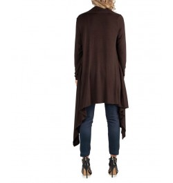 Long Sleeve Knee Length Open Maternity Cardigan Brown $22.56 Sweaters