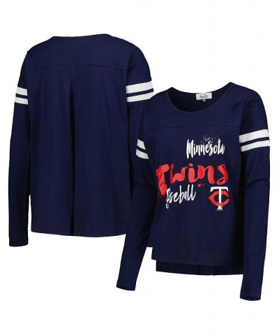 Women's Navy Minnesota Twins Free Agent Long Sleeve T-shirt Navy $23.63 Tops