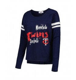 Women's Navy Minnesota Twins Free Agent Long Sleeve T-shirt Navy $23.63 Tops