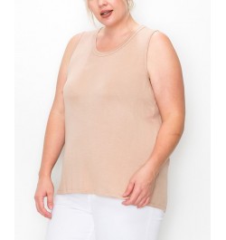 Plus Size Scoop Neck Swing Tank Top Mocha Light $16.56 Tops