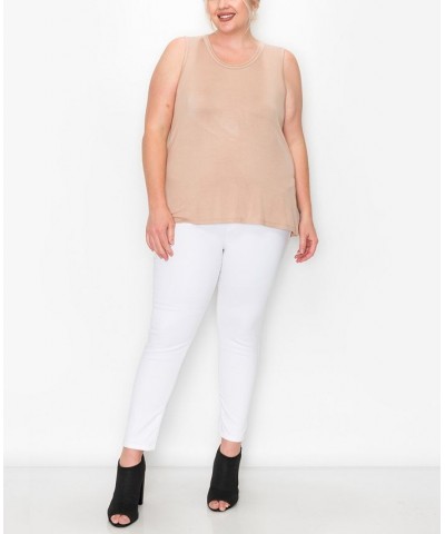 Plus Size Scoop Neck Swing Tank Top Mocha Light $16.56 Tops