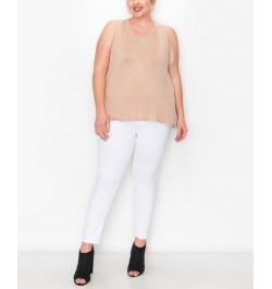 Plus Size Scoop Neck Swing Tank Top Mocha Light $16.56 Tops