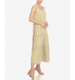 Women's Scoop Neck Tiered Midi Dress Sage $17.16 Dresses