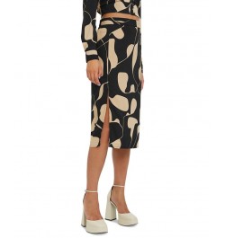 Women's High-Waisted Printed Midi Skirt Black $23.10 Skirts