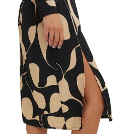 Women's High-Waisted Printed Midi Skirt Black $23.10 Skirts