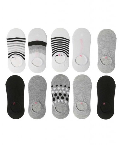 Women's No Show Low Cut Sneaker Liner Socks with Non-Slip Grip Pack of 10 Multi White, Gray, Black $19.38 Socks