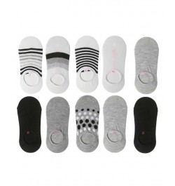 Women's No Show Low Cut Sneaker Liner Socks with Non-Slip Grip Pack of 10 Multi White, Gray, Black $19.38 Socks