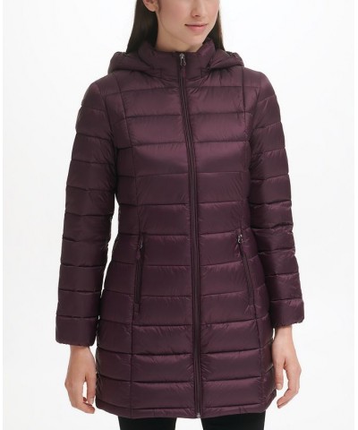Women's Packable Hooded Down Puffer Coat Deep Plum $28.20 Coats