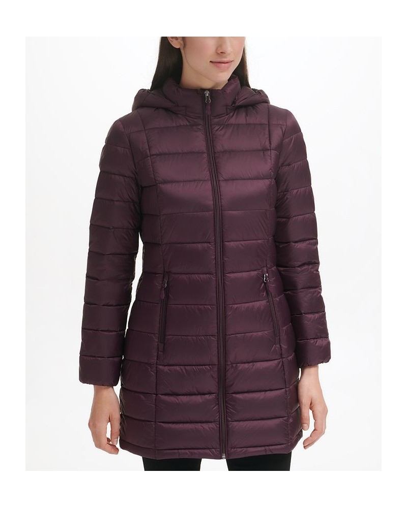 Women's Packable Hooded Down Puffer Coat Deep Plum $28.20 Coats